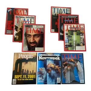 Lot of 9 Historic 9-11 magazines Time, Newsweek, People Vintage